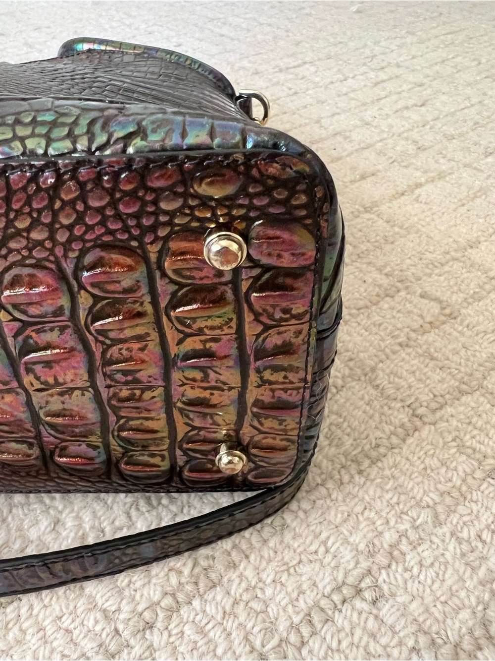 Brahmin Large Elaine Satchel Galaxy Melbourne Embossed Croc Leather Bag - Picture 6 of 13